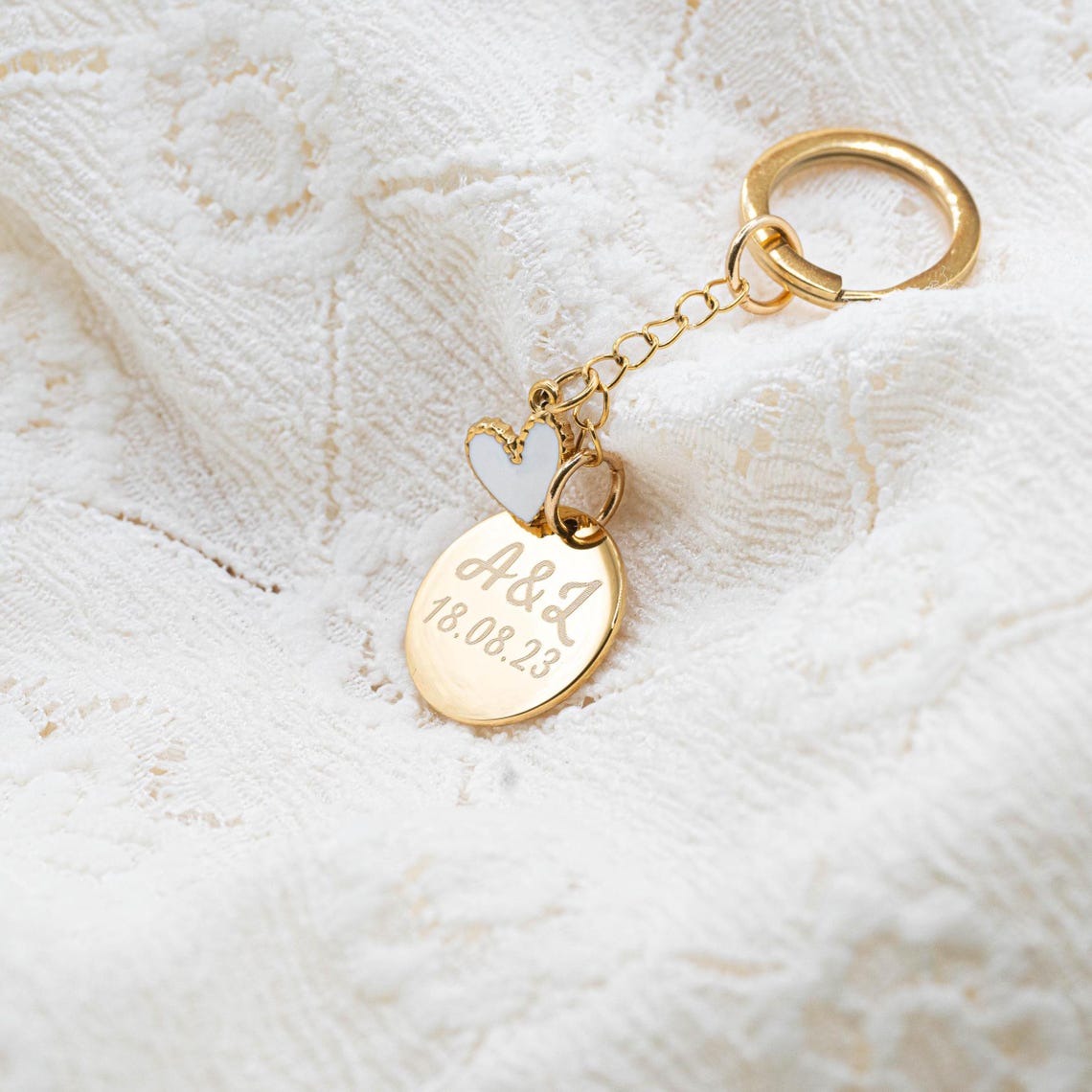 Porte-clés personnalisé cœur gravé