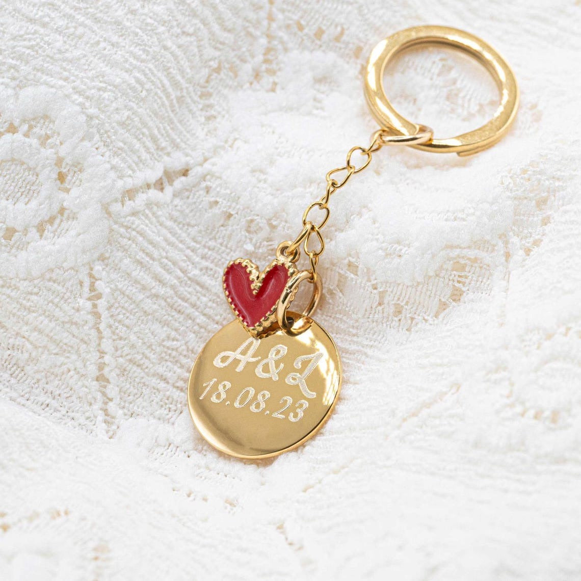 Porte-clés personnalisé cœur gravé