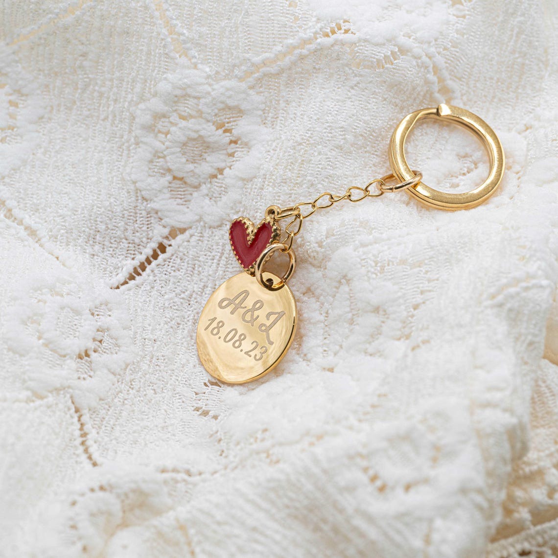 Porte-clés personnalisé cœur gravé