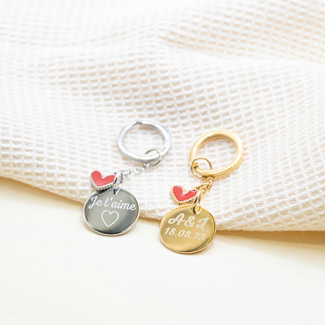 Porte-clés personnalisé cœur gravé