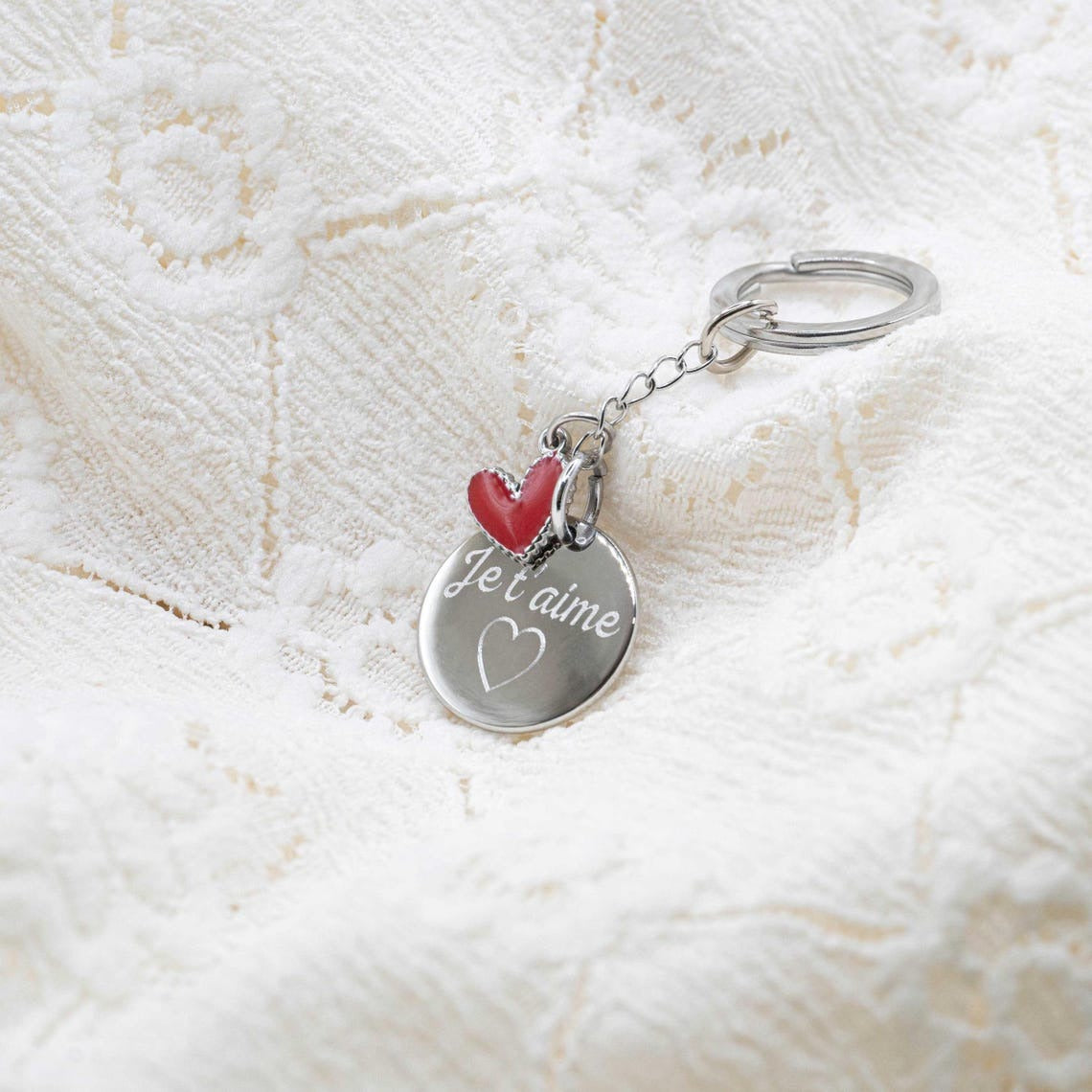 Porte-clés personnalisé cœur gravé