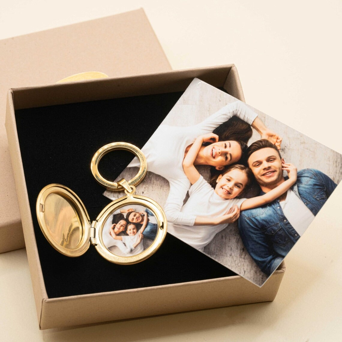 Porte-clés personnalisé photo médaillon gravé