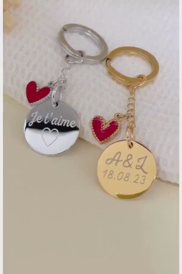 Porte-clés personnalisé cœur gravé
